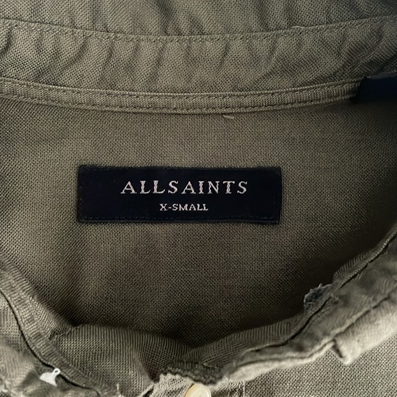 AllSaints Men’s Azur Shirt Button Down Size XS Military Green - Picture 6 of 8